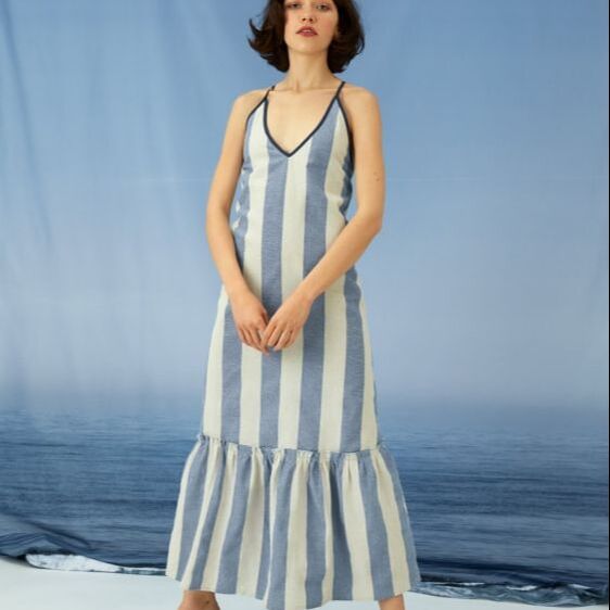 Pattarina Schnittmuster: Sommerkleid blau-weiß von der Initiative Handarbeit (Freebook)